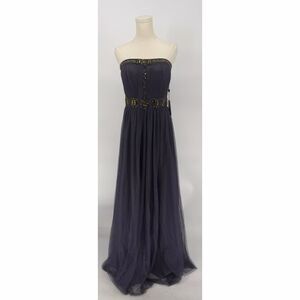 NWT $225 Adrianna Papell Tulle Beaded Strapless Formal Maxi Dress Size 6